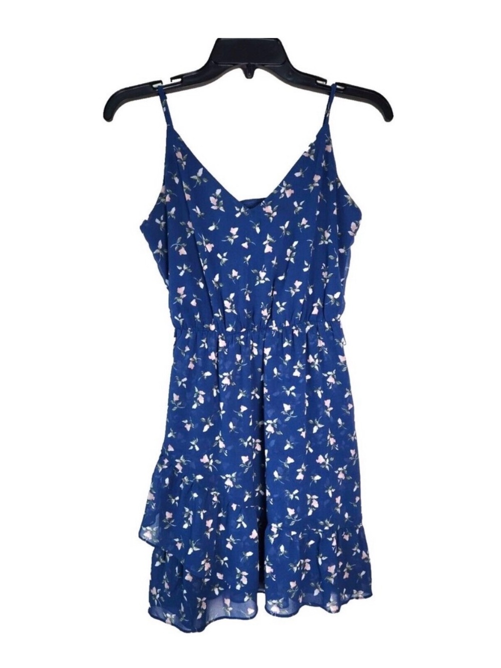 Aqua Brand Blue Floral Spaghetti Strap Sundress with tie waist